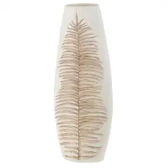 White Polystone Boho Style Vase, 25" x 9" x 8"