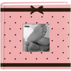 Pioneer&reg; 2-Up Pink Baby Dot Fabric Frame Photo Album