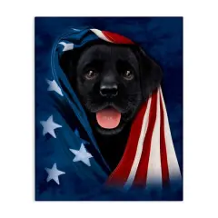 Stupell Industries Labrador & American Flag Canvas Wall Art