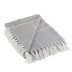 DII&reg; Gray & White Thin Stripe Throw