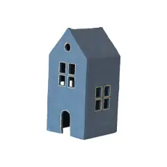 Hello Honey&reg; 12" Blue & Gold Decorative Hand-Painted Paper Mache House