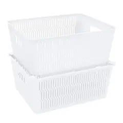 Simplify Slide Stack It Storage Tote Baskets, 2ct. White
