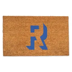 Blue Shadow Monogram Natural Coir Doormat R