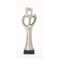 19" Traditional Silver Porcelain Stylized Abstract Couple Sculpture