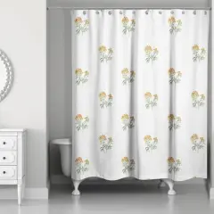 Small Blooms Shower Curtain White