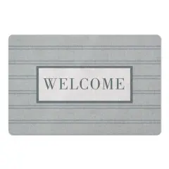 Welcome Stripe Floor Mat Blue/Blue