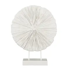 23" Cream Resin Coral Textured Round Sculpture