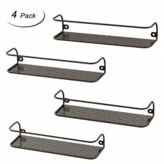 NEX&trade; Brown Wall-Mount Metal Spice Racks with Guard Rail, 4ct.