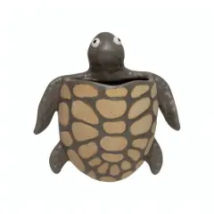 Hello Honey&reg; 10" Green Stoneware Turtle Wall Planter