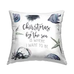 Stupell Industries Coastal Christmas by the Sea Coastal Throw Pillow