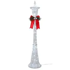 Haute Decor 60" White Victorian Lamppost Pre-Lit LED Christmas Yard D&eacute;cor