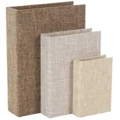 Multicolor Faux Book Storage Decorative Box with Gold Paper Detailed Edges Set