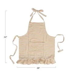 Hello Honey&reg; Yellow Striped Woven Cotton Apron with Ruffle