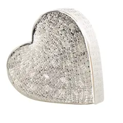 9" Silver Aluminum Heart Slanted Sculpture