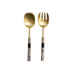 Hello Honey&reg; 11" Stainless Steel Salad Servers with Marbled & Mango Wood Handles
