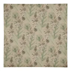 Pine Cones & Greenery on Brown Cotton Twill Napkin