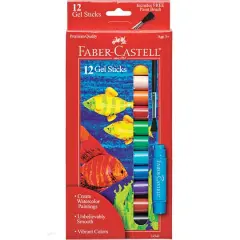 Faber-Castell 12 Color Gel Stick Set with Paint Brush