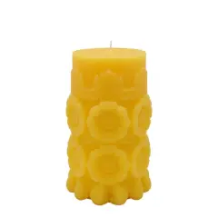 3.7" x 6" Yellow Day of the Dead Sunflowers Unscented Pillar Candle by Ashland&reg;