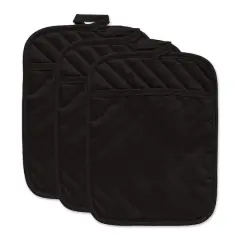 DII&reg; Quilted Potholders, 3ct. Black