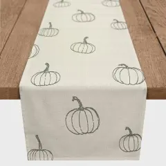 72'' Gray Mini Pumpkin Pattern Cotton Twill Runner