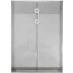 JAM Paper Legal Size Plastic Envelopes with Button & String Tie Closure, 12ct. Smoke Gray