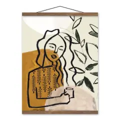 Earthy Abstract Figure II 16" x 20" Teak Hanging Canvas