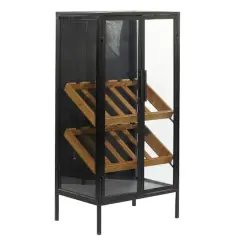 40'' Black Wood Contemporary Standing Wine Rack