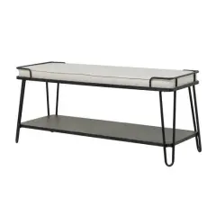 49" Black Metal Industrial Bench
