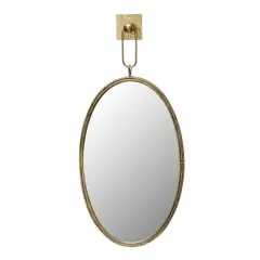 Hello Honey&reg; Antique Gold Oval Metal Wall Mirror with Bracket