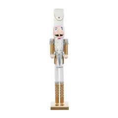Glitzhome&reg; 35.75"H Wooden Christmas Gold Dressed Soldier Nutcracker