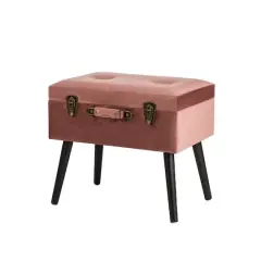 Glitzhome&reg; Velvet Upholstered Storage Stool Pink Clay