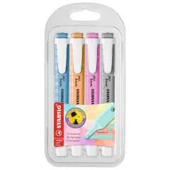 STABILO&reg; Swing Cool 4 Color Pastel Highlighter Wallet Set