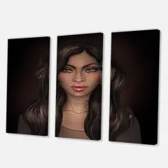 Designart - Portrait of African American Woman IV - Modern Canvas Wall Art Print