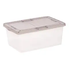 IRIS&reg; 17qt. Clear Snap Top Storage Box with Gray Lid