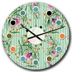 Designart 'Floral Botanical Retro Ix Mid-Century Modern Wall Clock