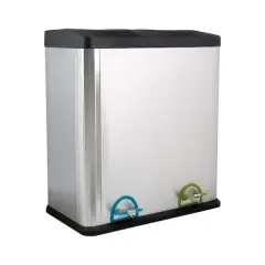 Organize It All Dual Compartment Stainless Recycle Bin