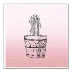 Pink Single Potted Cactus 16" x 16" Canvas Wall Art