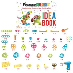 PicassoTiles&reg; 250 Piece Engineering Construction Building Set