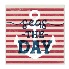 Stupell Industries Seas The Day Americana Anchor & Flag Phrase Wall Plaque Art