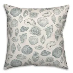 Blue Multicolor Shell Throw Pillow White
