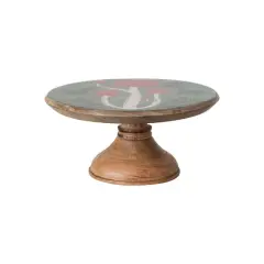 Hello Honey&reg; 11.75" Red-Capped Mushrooms Enameled Mango Wood Pedestal