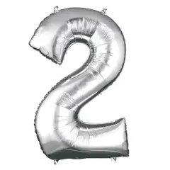 34" Silver Number Foil Balloon 2