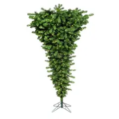 7.5ft. Pre-Lit Green Upside Down Artificial Christmas Tree, Warm White Dura-Lit&reg; LED Lights