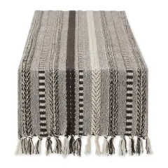 DII&reg; 108" Braided Stripe Table Runner Dark Brown