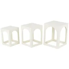 Metal Nested Accent Table with Small Arched Cutouts Set White