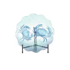 18" Blue Ombre Crab Glass Charger with Wavy Edge