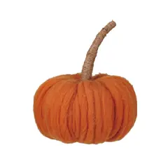 Hello Honey&reg; 8.75" Orange Wide Wool Pumpkin with Jute Wrapped Stem