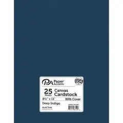 PA Paper&trade; Accents 8.5" x 11" 80lb. Canvas Cardstock Paper, 25 Sheets Deep Indigo