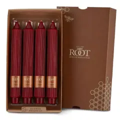Root Candles 9" Unscented Grecian Collenette Taper Candles, 4ct. Garnet