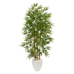 5.3ft. Bamboo Tree in White Planter